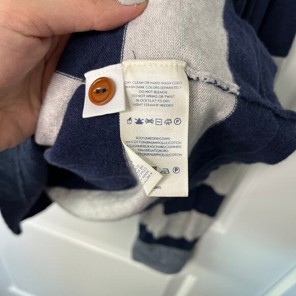 Lands’ End Canvas Mens Rugby Polo Shirt XL Navy Striped Cotton Cashmere 434750 - Picture 6 of 8